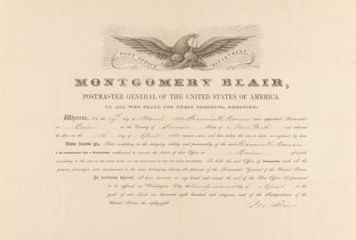 Lot #366 Montgomery Blair Civil War-Dated Document