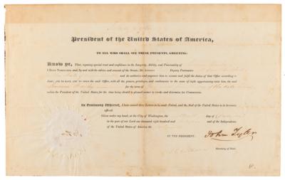 Lot #298 John Tyler and John C. Calhoun Document Signed as President and Secretary of State - Image 1