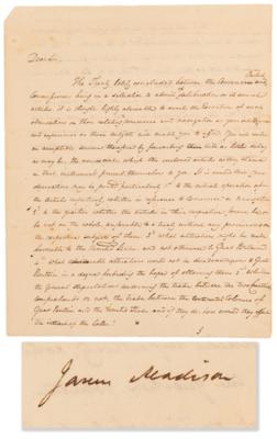 Lot #15 James Madison Letter Signed as Secretary