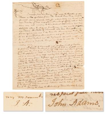 Lot #7 John Adams Autograph Letter Signed on the