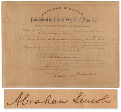 Lot #38 President Abraham Lincoln Appoints a