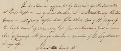 Lot #5 Edmund Randolph Names George Washington and James Madison Among the Virginia Delegates Attending the Constitutional Convention - Image 3