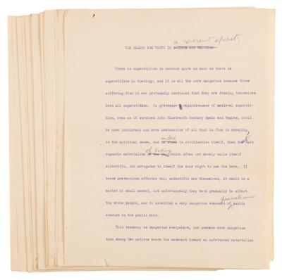 Lot #61 Theodore Roosevelt Hand-Edited Mimeographed Typescript for His Essay 'The Search for Truth in a Reverent Spirit' - Image 1