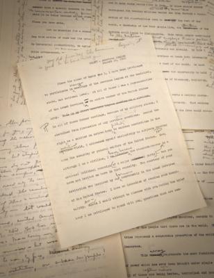 Lot #68 Dwight D. Eisenhower Hand-Edited Typescript for an American Legion Speech on the Soviet Threat, Delivered During His 1952 Presidential Campaign - Image 1