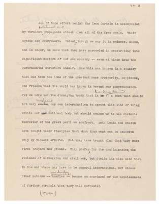 Lot #68 Dwight D. Eisenhower Hand-Edited Typescript for an American Legion Speech on the Soviet Threat, Delivered During His 1952 Presidential Campaign - Image 3