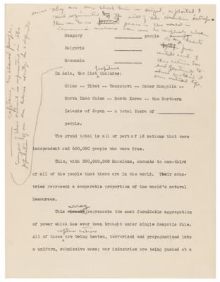 Lot #68 Dwight D. Eisenhower Hand-Edited Typescript for an American Legion Speech on the Soviet Threat, Delivered During His 1952 Presidential Campaign - Image 5