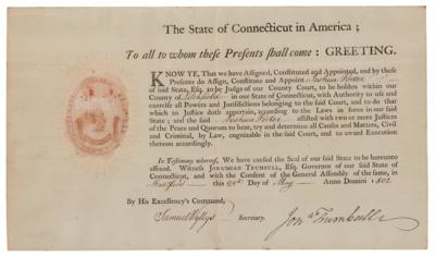Lot #317 Jonathan Trumbull, Jr. Document Signed