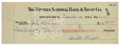 Lot #369 Orville Wright Signed Check