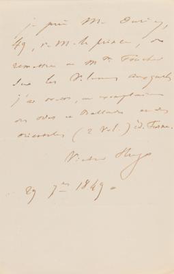 Lot #461 Victor Hugo Autograph Letter Signed,