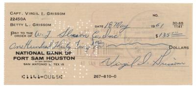 Lot #390 Gus Grissom Signed Check