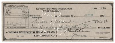 Lot #235 Thomas Edison Signed Check