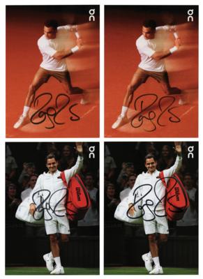 Lot #528 Roger Federer (4) Signed Promo Cards