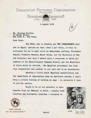 Lot #486 Cecil B. DeMille Typed Letter Signed,