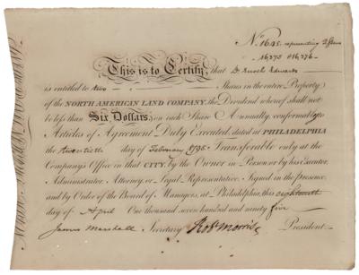 Lot #289 Robert Morris Document Signed to Dr.