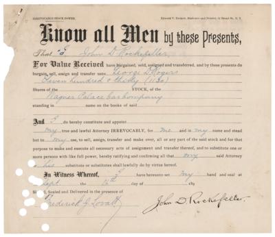 Lot #229 John D. Rockefeller Signed Stock Transfer