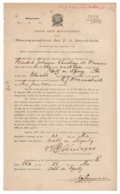 Lot #283 Paul Kruger Document Signed