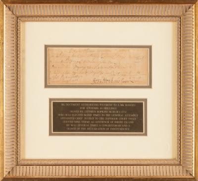 Lot #272 Stephen Hopkins Document Signed as the