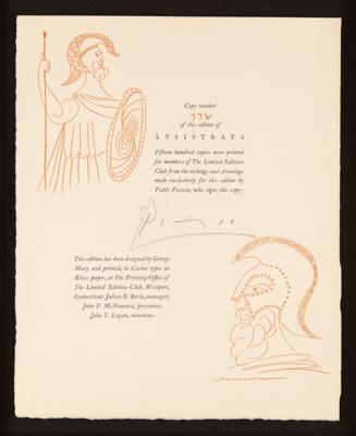 Lot #403 Pablo Picasso Signed Limitation Page from
