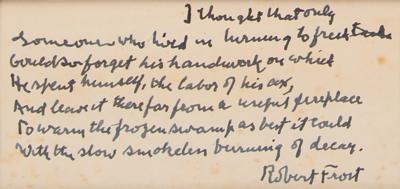 Lot #451 Robert Frost Handwritten Partial Poem -