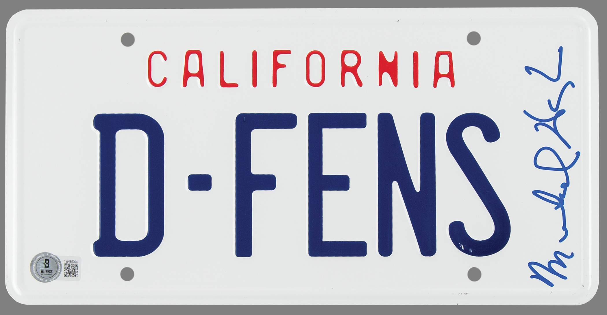 Lot #488 Michael Douglas Signed License Plate -