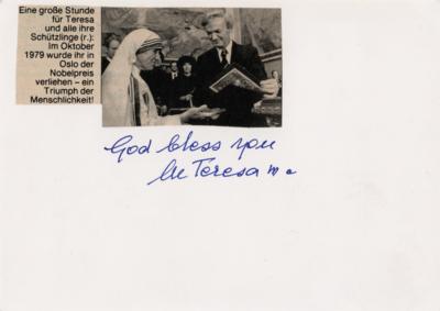 Lot #290 Mother Teresa Signature