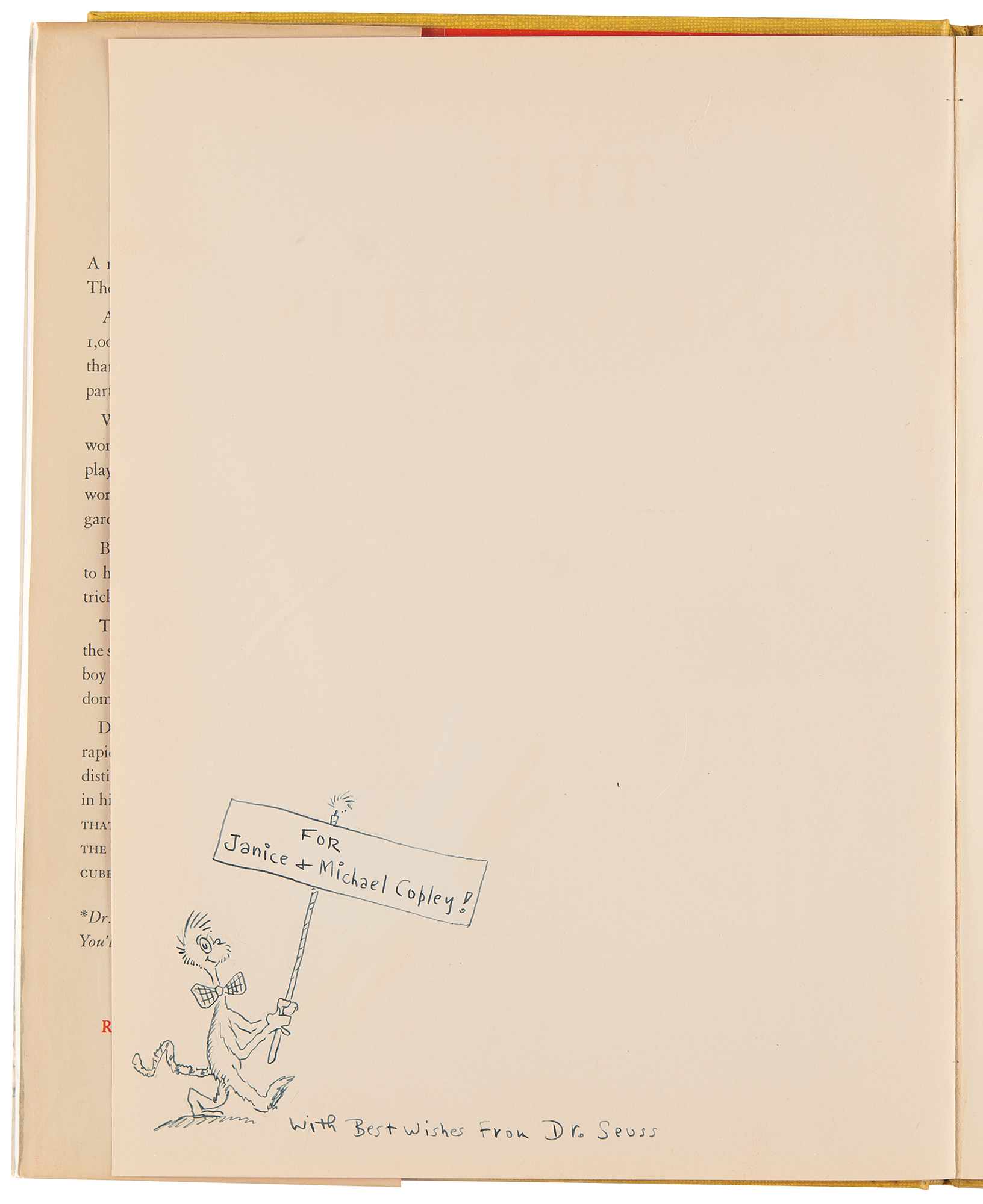 Dr. Seuss Signed Book with Sketch The King's Stilts RR