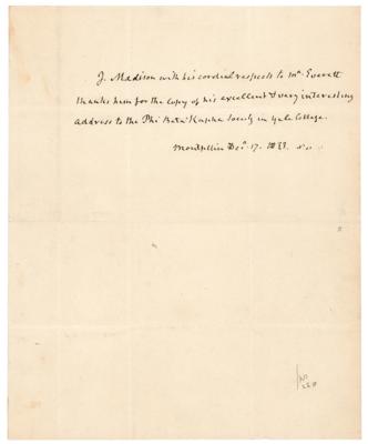 Lot #149 James Madison Autograph Letter Signed on