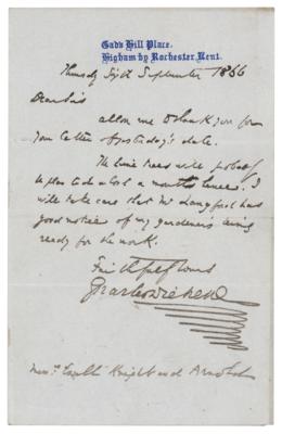Lot #423 Charles Dickens Autograph Letter Signed