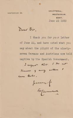 Lot #212 Winston Churchill Typed Letter Signed on