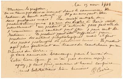 Lot #232 Pierre Curie Autograph Letter Signed,