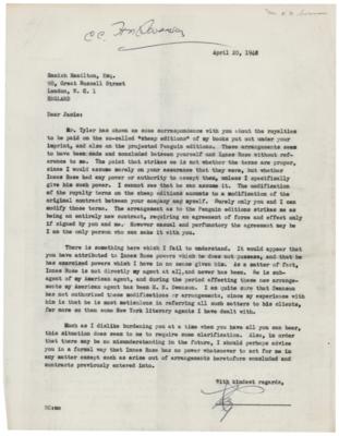 Lot #446 Raymond Chandler Typed Letter Signed