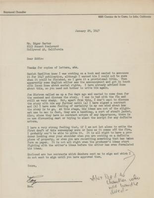 Lot #447 Raymond Chandler Typed Letter Signed