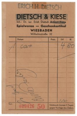 Lot #650. Elvis Presley Signature on a German Receipt (ca. 1958-1960)