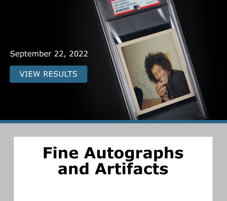 PSA Encapsulated Autograph Auction. Auction closed September 22. View Results!
