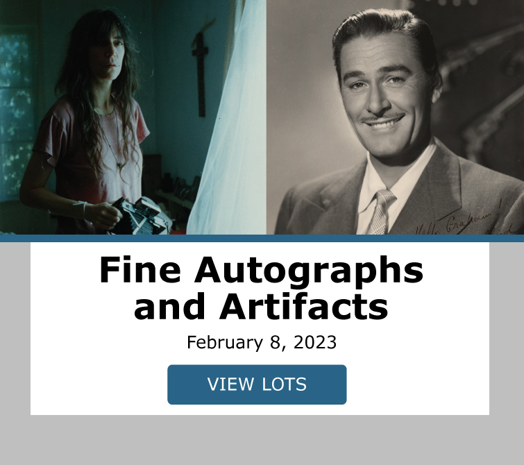 Fine Autographs and Artifacts Featuring Presidents. Bidding closed February 8, 2023. View Lots!