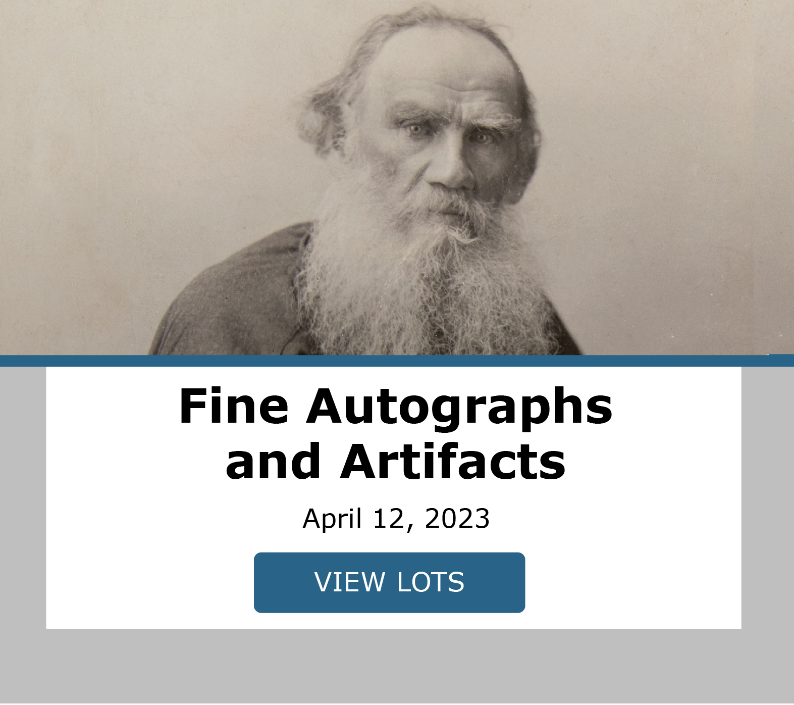 Fine Autographs and Artifacts. Bid Now! Auction closes April 12, 2023!