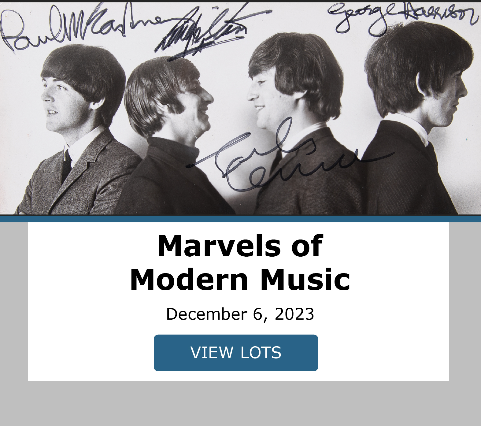 Marvels of Modern Music. Bidding closes December 14. View Lots!