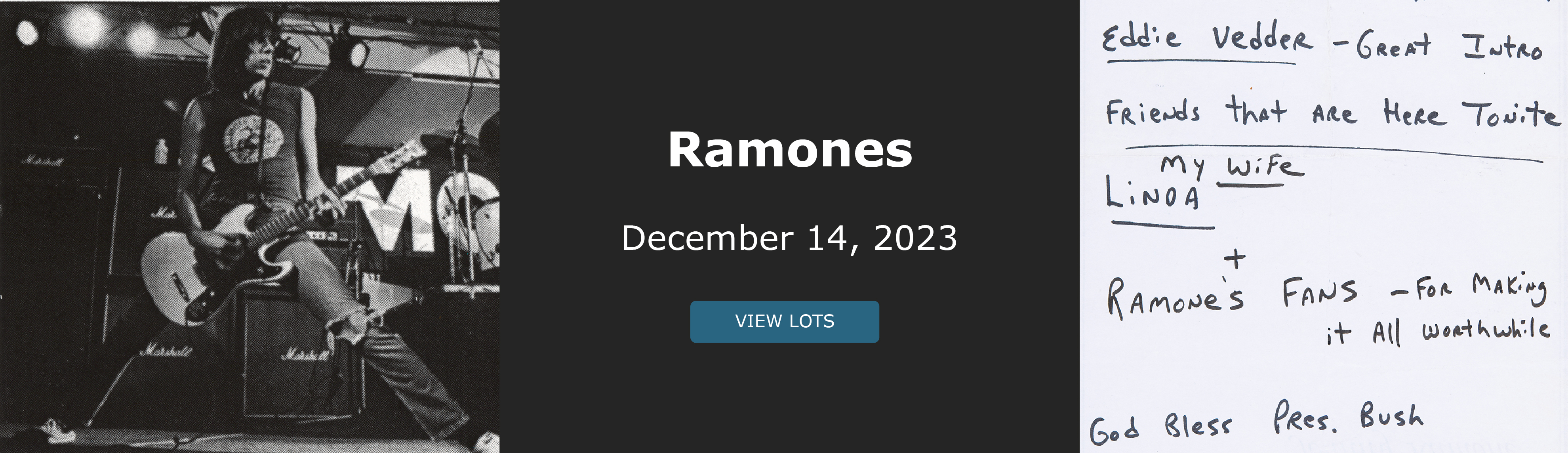 Ramones. Bidding closes December 14th. View Lots!