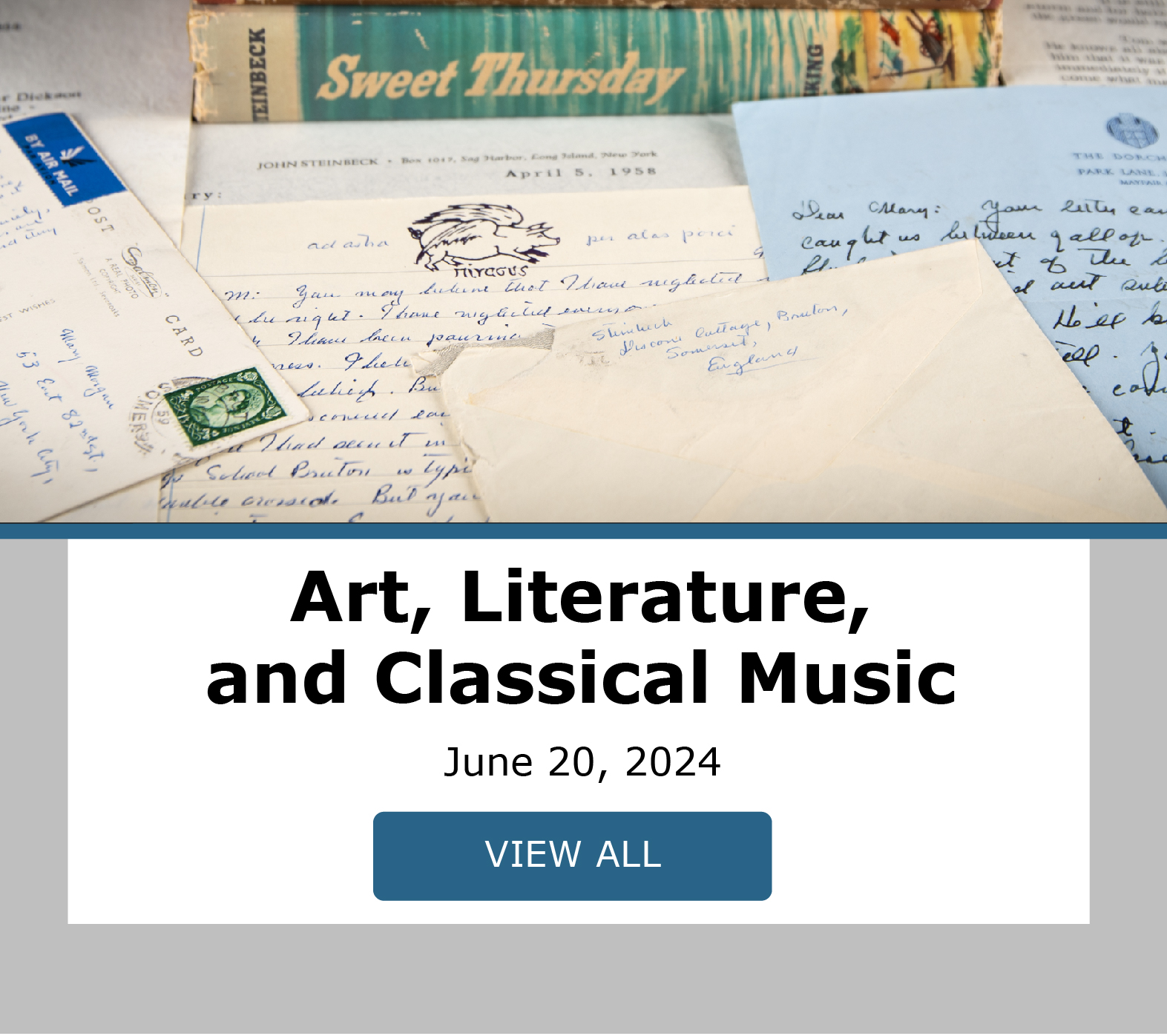 Art, Literature, and Classical Music. Bidding closes June 20. View Lots!