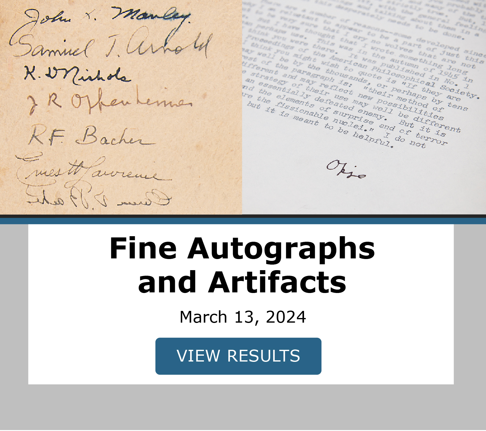 Fine Autographs and Artifacts Featuring Animation. Bidding closed March 13. View Results!