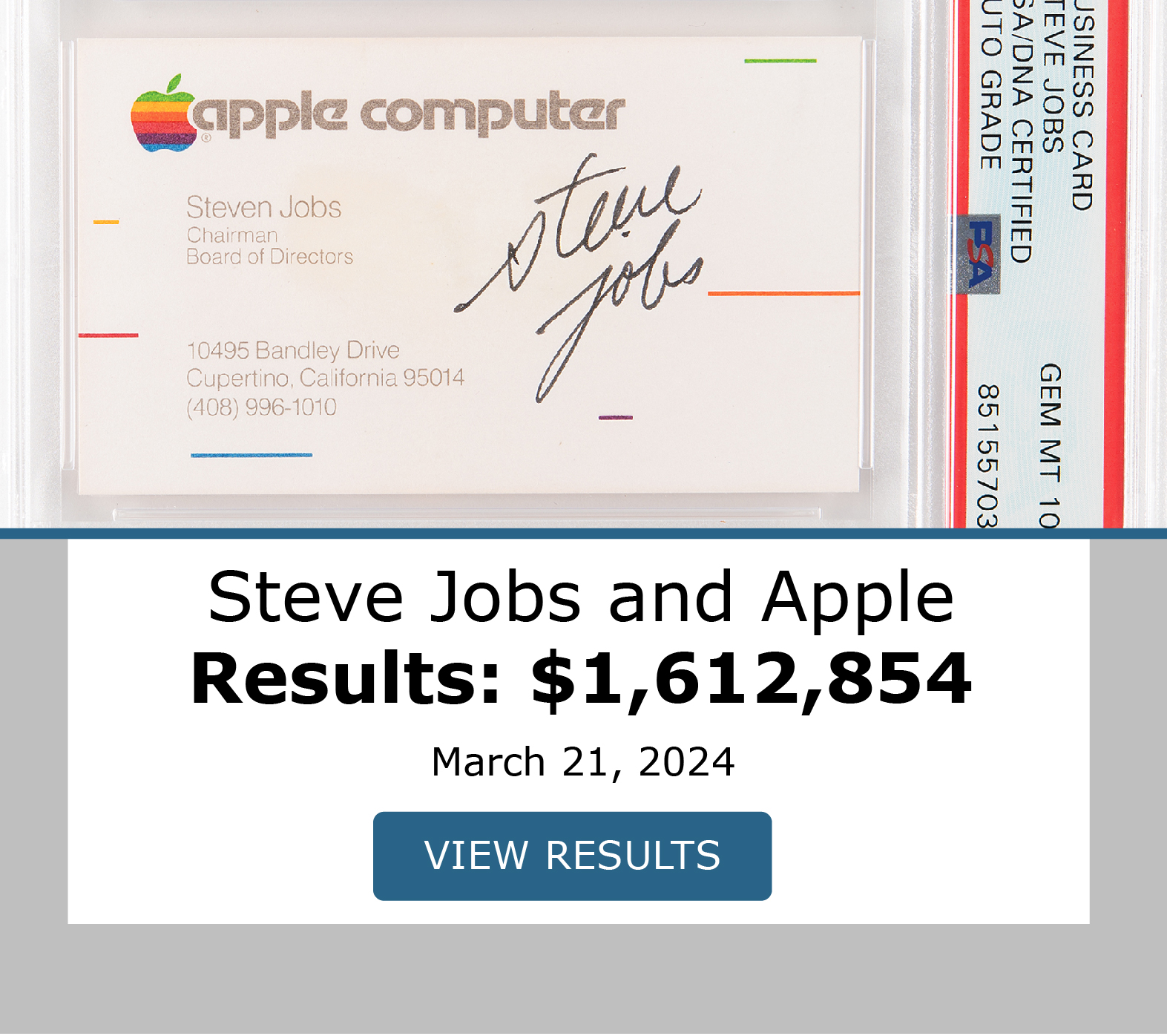 Steve Jobs and The Apple Computer Revoltion. Auction closed March 21. View Results! 