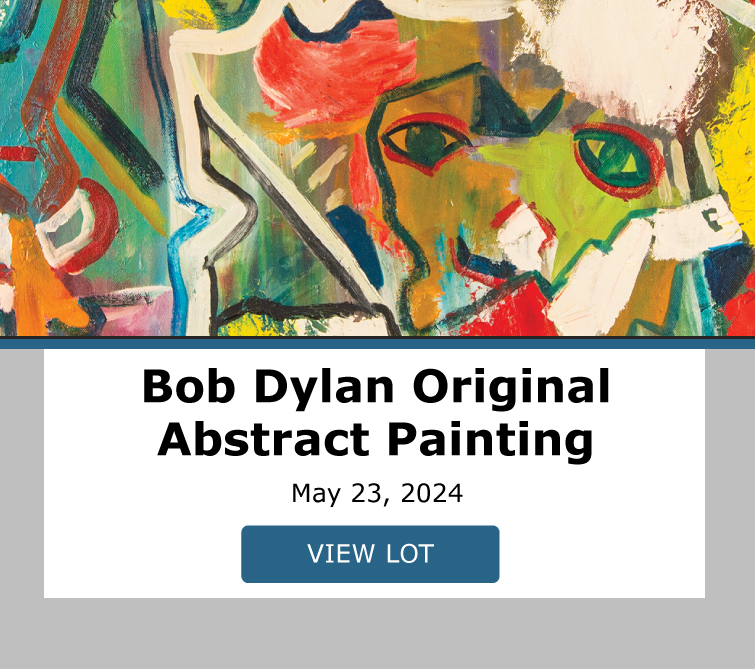 Bob Dylan Exceedingly Rare Original Abstract Painting (c. 1968). Bidding closes May 23. View Lot!