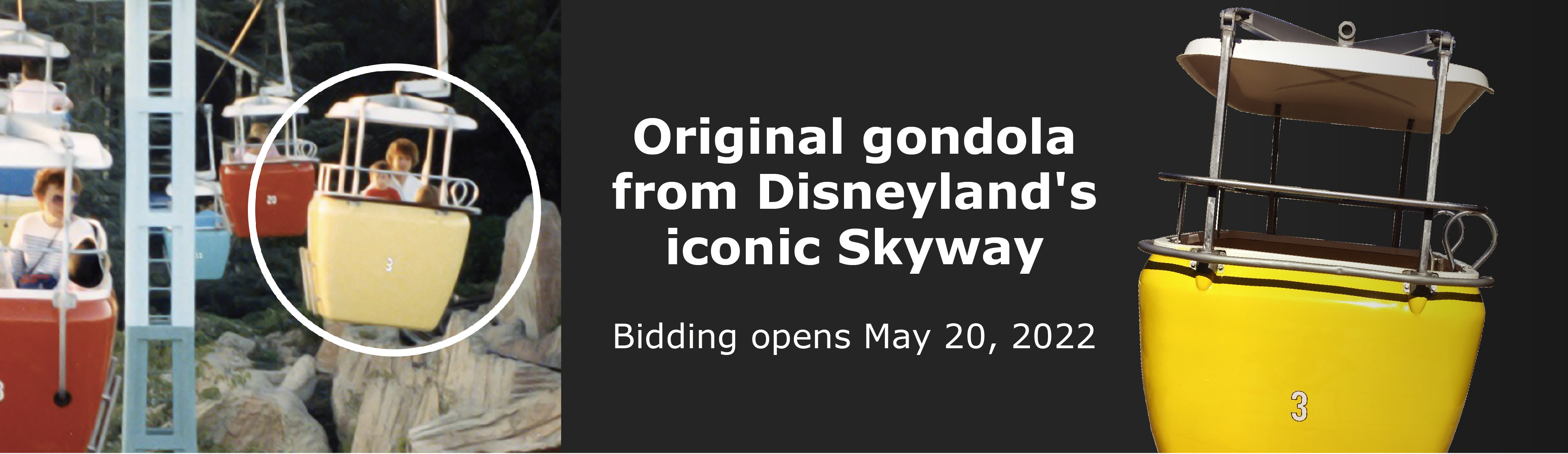 Original gondola from Disneyland's iconic Skyway. Bidding opens May 20, 2022!