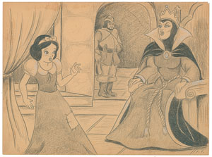 Lot #612 Huntsman and Evil Queen concept drawing from Snow White and the Seven Dwarfs - Image 1