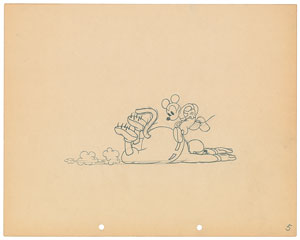 Lot #578 Mickey Mouse and Black Pete production drawing from Touchdown Mickey
