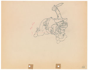 Lot #594 Mickey Mouse and Peg Leg Pete production drawing from Two-Gun Mickey - Image 1