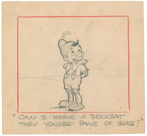Lot #655 Pinocchio storyboard drawing from