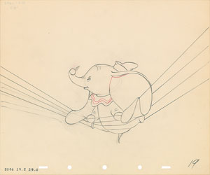 Lot #662 Dumbo, Crows, and Timothy Mouse production drawings from Dumbo