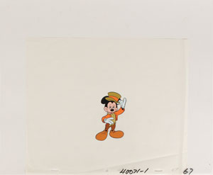 Lot #745 Mickey Mouse production cel and drawing from TV commercial for Mickey’s Christmas Carol - Image 1