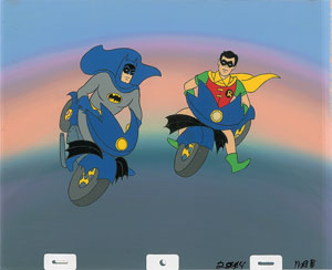 Lot #799 Batman and Robin production cels from Super Friends - Image 1